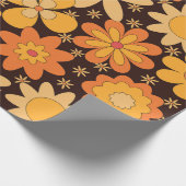 Papier Cadeau Retro Super motif floral jaune et orange (Coin)