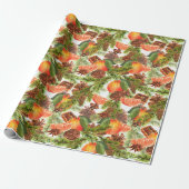 Papier Cadeau RETRO Tangerines Chocolat Cookie Pine Noël (Déroulé)