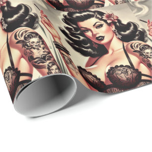 Papier Cadeau Retro Tatto Goth Girl