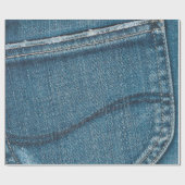 Papier Cadeau Rétro texture bleue de denim (Plat)
