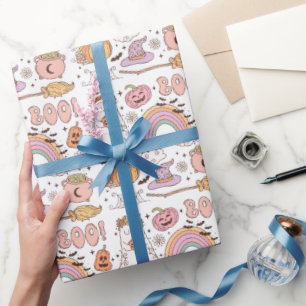 Papier Cadeau Retro Trendy Cute Halloween Elements Ghost Citroui