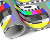 Papier Cadeau Retro TV pas d'illustration de signal. (Coin rond)