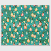 Papier Cadeau Retro Vacances Lumières Amusants Joli Noël Moderne (Plat)