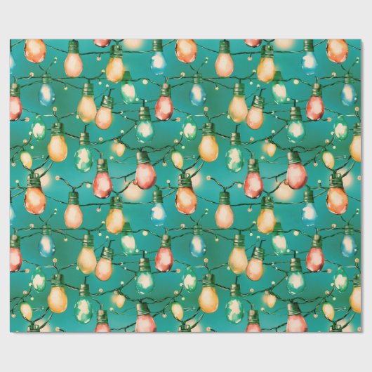 Papier Cadeau Retro Vacances Lumières Amusants Joli Noël Moderne (Plat)