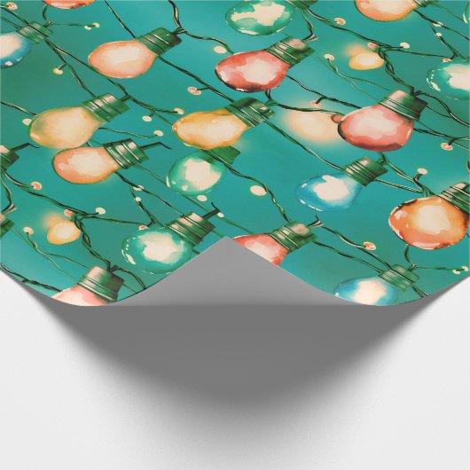 Papier Cadeau Retro Vacances Lumières Amusants Joli Noël Moderne (Coin)