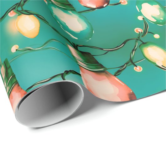 Papier Cadeau Retro Vacances Lumières Amusants Joli Noël Moderne (Coin rond)