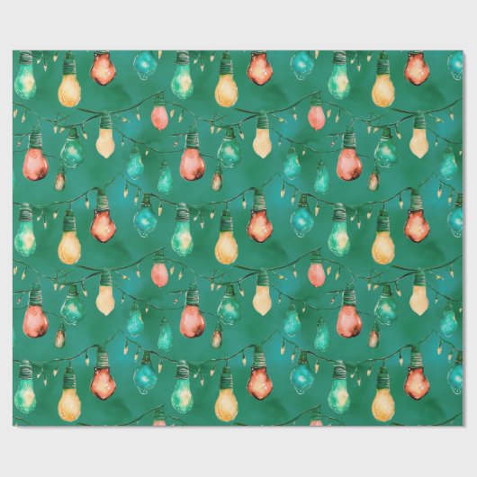 Papier Cadeau Retro Vacances Lumières Amusants Joli Noël Moderne (Plat)