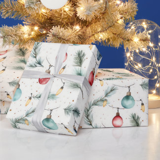 Papier Cadeau Retro Vacances Lumières Amusants Joli Noël Moderne