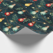 Papier Cadeau Retro Vacances Lumières Amusants Joli Noël Moderne (Coin)