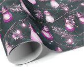 Papier Cadeau Retro Vacances Lumières Amusants Joli Noël Moderne (Coin rond)