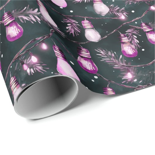 Papier Cadeau Retro Vacances Lumières Amusants Joli Noël Moderne (Coin rond)