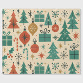 Papier Cadeau Retro Vacances Mmilieu du siècle moderne (Plat)