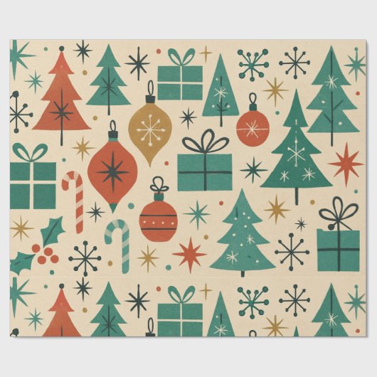 Papier Cadeau Retro Vacances Mmilieu du siècle moderne (Plat)