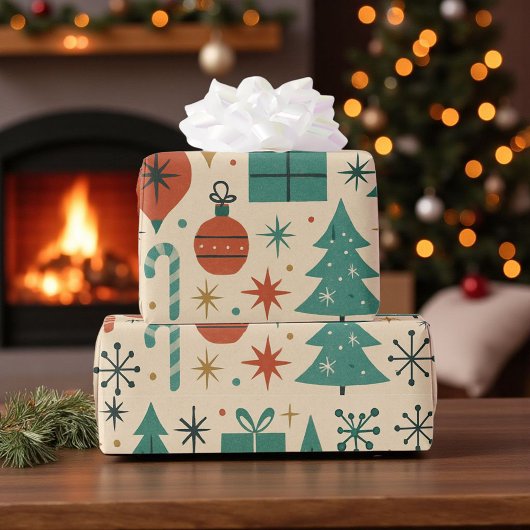 Papier Cadeau Retro Vacances Mmilieu du siècle moderne