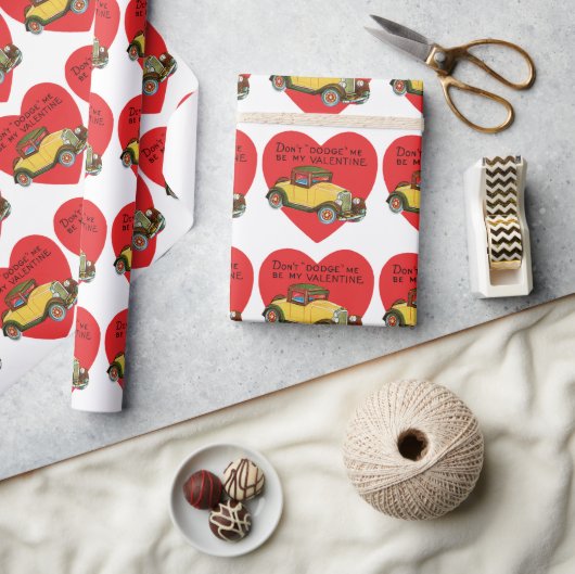 Papier Cadeau Retro Valentine, Don't Dodge Me, Be My Valentine! (Artisanat)