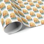Papier Cadeau Retro Venice Italy Wrapping Paper – Gondola  (Coin rond)