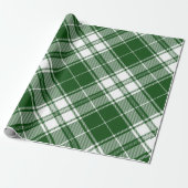 Papier Cadeau Retro Vert Blanc Noël Nouvel An Tartan Plaid (Déroulé)