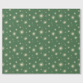 Papier Cadeau Retro Vintage Atomic Starbursts on Green (Plat)