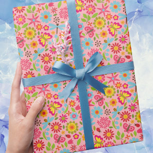 Papier Cadeau Retro Vintage été Floral Motif moderne