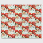 Papier Cadeau Retro Vintage Noël Père Noël (Plat)