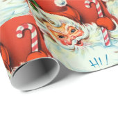 Papier Cadeau Retro Vintage Noël Père Noël (Coin rond)