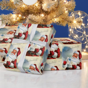 Papier Cadeau Retro Vintage Noël Père Noël