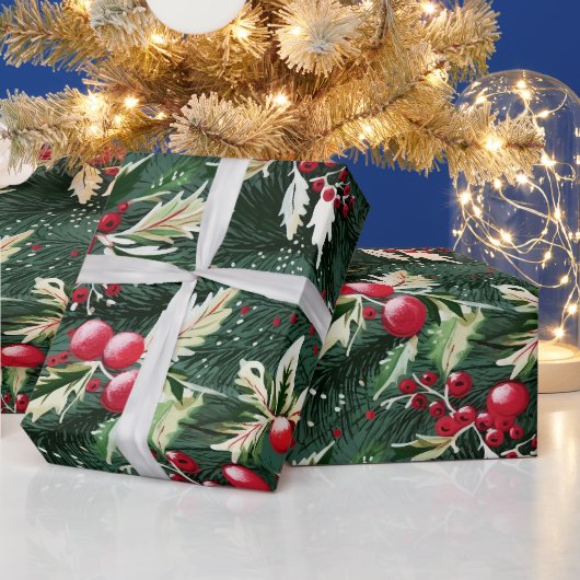 Papier Cadeau Retro Vintage Noël Verdure (Vacances)