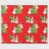 Papier Cadeau Retro Vintage Snowmen (Plat)