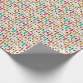 Papier Cadeau Rétro wine bottles and glasses (Coin)