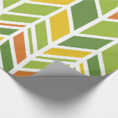 Papier Cadeau Rétro Zig-Zag Orange & Green Chevron (Coin)