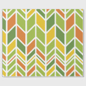 Papier Cadeau Rétro Zig-Zag Orange & Green Chevron (Plat)