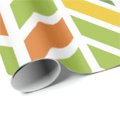 Papier Cadeau Rétro Zig-Zag Orange & Green Chevron (Coin rond)