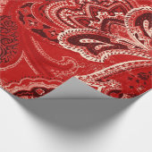 Papier Cadeau Rétros bandanna/Bandana rouges de Paisley (Coin)