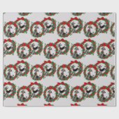 Papier Cadeau Rétros caniches dans Noël de guirlandes (Plat)