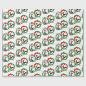 Papier Cadeau Rétros caniches de Noël (Plat)
