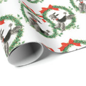 Papier Cadeau Rétros caniches de Noël (Coin rond)