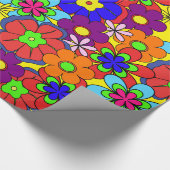 Papier Cadeau Rétros fleurs de hippie (Coin)