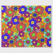 Papier Cadeau Rétros fleurs de hippie (Plat)