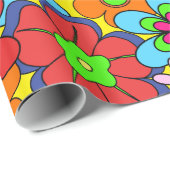 Papier Cadeau Rétros fleurs de hippie (Coin rond)