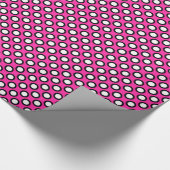 Papier Cadeau Rétros points cerclés, fuchsia, noir et blanc (Coin)