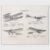 Papier Cadeau Rétros vieux avions d'antiquité de biplan d'avion (Plat)