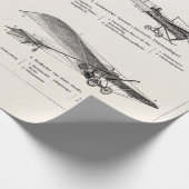 Papier Cadeau Rétros vieux avions d'antiquité de biplan d'avion (Coin)