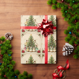Papier Cadeau Réunion de fées de Noël victorienne