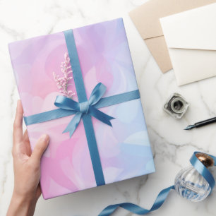Papier Cadeau Rêve Rose Bleu Pastel Fondu Motif Abstrait Blanc