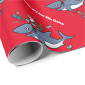 Papier Cadeau Rêver d'un grand blanc Noël rouge (Coin rond)