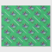 Papier Cadeau Rêver d'un grand blanc vert Noël (Plat)