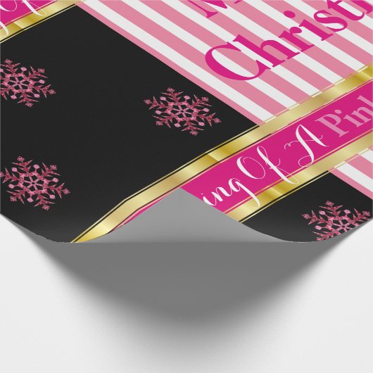 Papier Cadeau "Rêver D'Un Noël Rose" Élégante Fille (Coin)