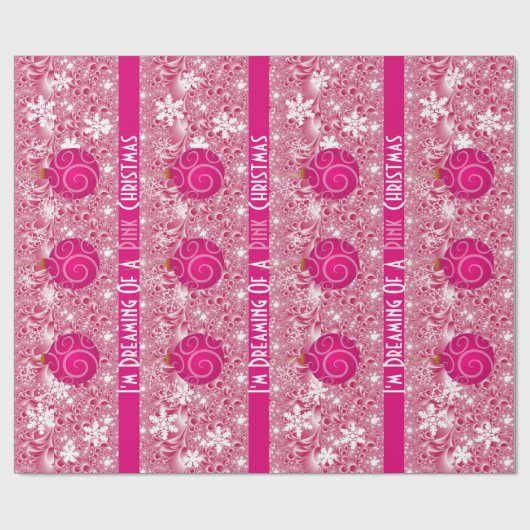 Papier Cadeau "Rêver D'Un Noël Rose" Fille Noël (Plat)