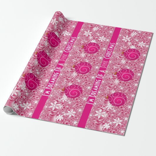 Papier Cadeau "Rêver D'Un Noël Rose" Fille Noël (Déroulé)
