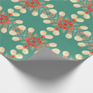 Papier Cadeau Réverbères de corail d'or de turquoise fascinant